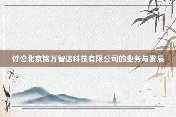 讨论北京铭万智达科技有限公司的业务与发展